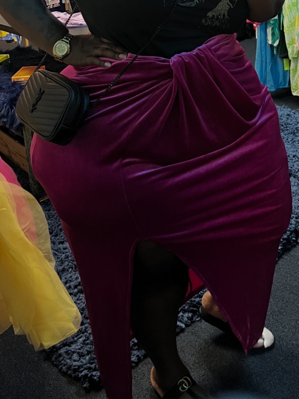 Eloquii Magenta Velvet Wrap-Style Midi Skirt